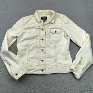 Polo Ralph Lauren Trucker Jacket Womens Medium White Denim Jeans Co Kaitline 90s